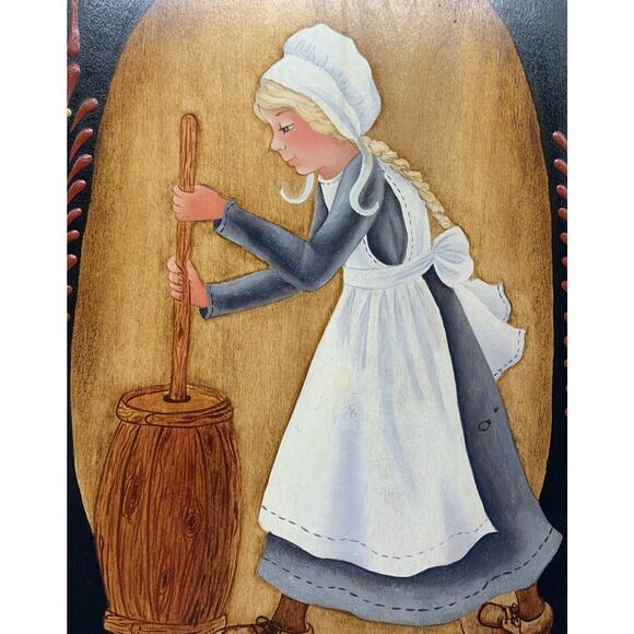 Vtg Hand Painted Signed Decorative Bread Board Wall Hanging 1980 Farmhouse - Picture 6 of 6